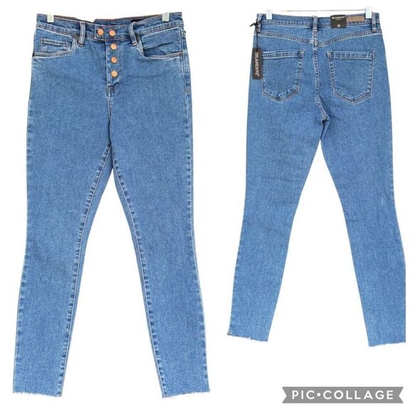 NEW BLACKNYC Blue Jeans Women’s Size 27 High Rise Slim Distressed BootCut Hem - Picture 2 of 10